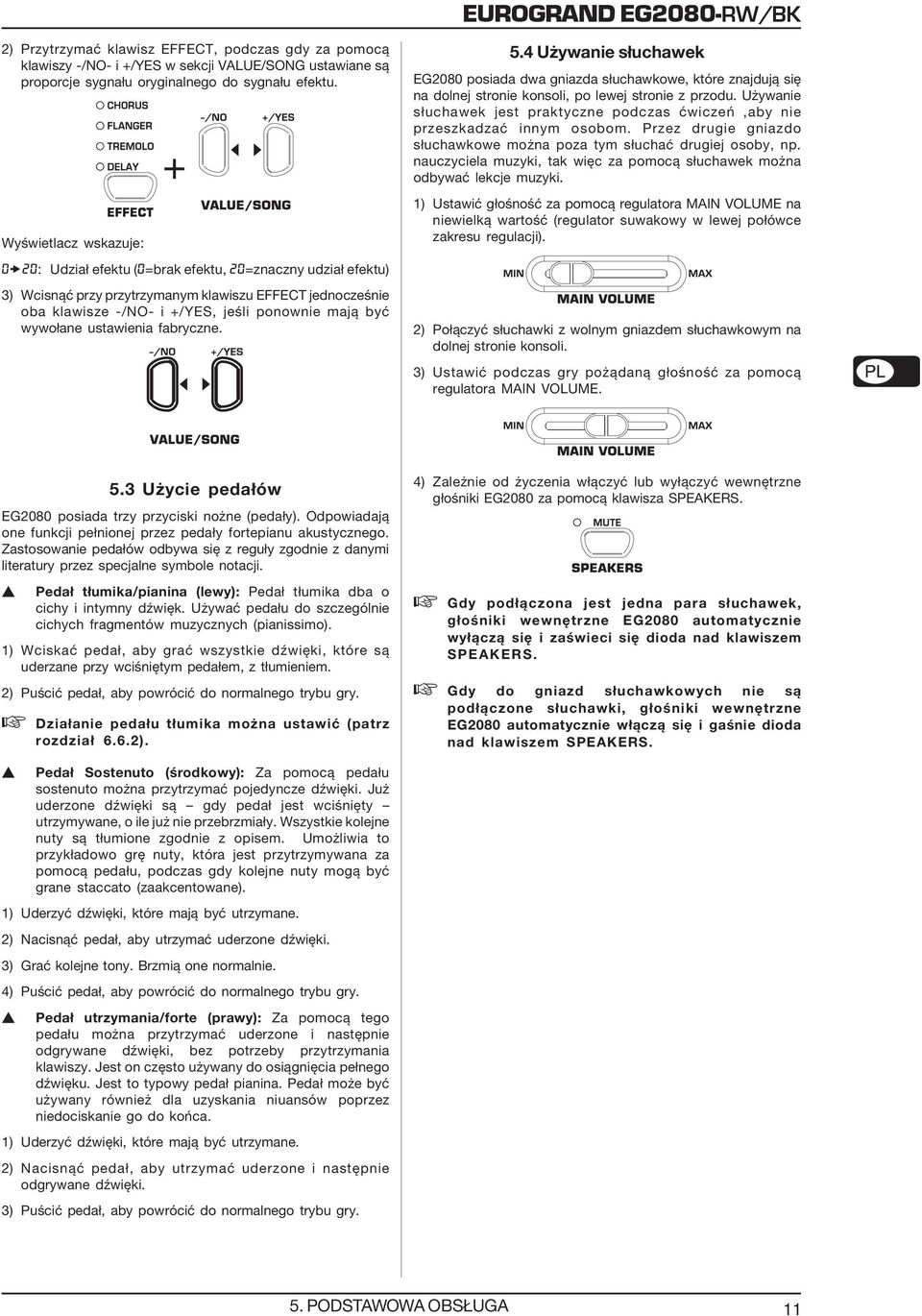 wywołane ustawienia fabryczne. 5.4 Używanie słuchawek EG2080 posiada dwa gniazda słuchawkowe, które znajdują się na dolnej stronie konsoli, po lewej stronie z przodu.