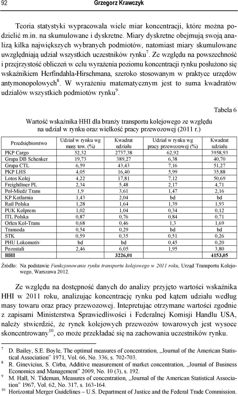 Ze względu na powszechność i przejrzystość obliczeń w celu wyrażenia poziomu koncentracji rynku posłużono się wskaźnikiem Herfindahla-Hirschmana, szeroko stosowanym w praktyce urzędów