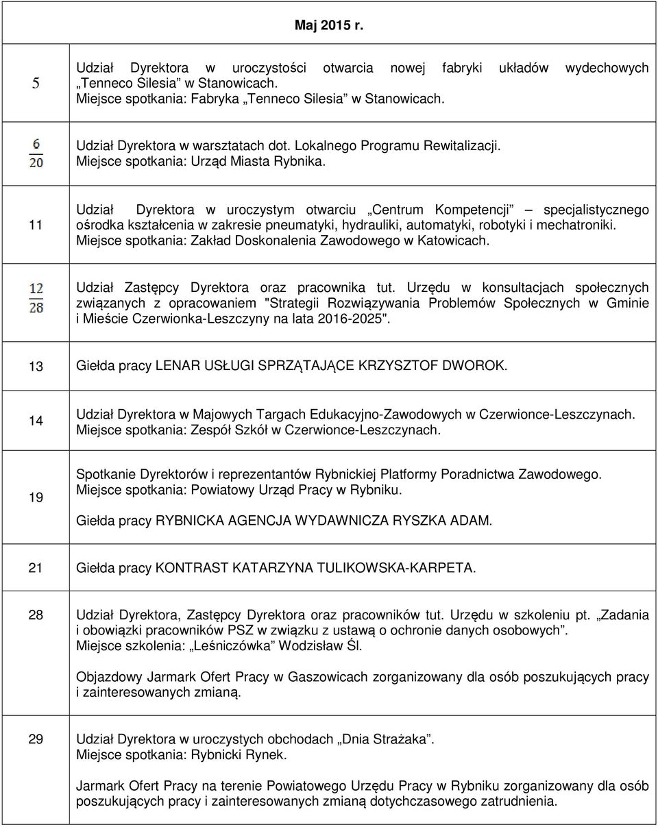 11 Udział Dyrektora w uroczystym otwarciu Centrum Kompetencji specjalistycznego ośrodka kształcenia w zakresie pneumatyki, hydrauliki, automatyki, robotyki i mechatroniki.