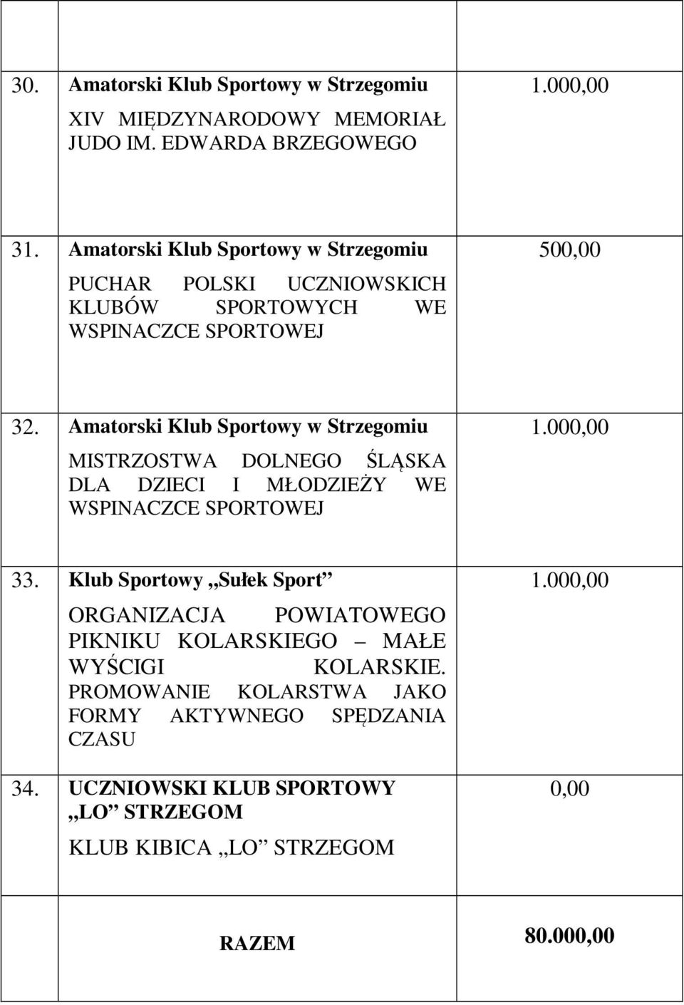 Amatorski Klub Sportowy w Strzegomiu MISTRZOSTWA DOLNEGO ŚLĄSKA DLA DZIECI I MŁODZIEŻY WE WSPINACZCE SPORTOWEJ 1.00 33.