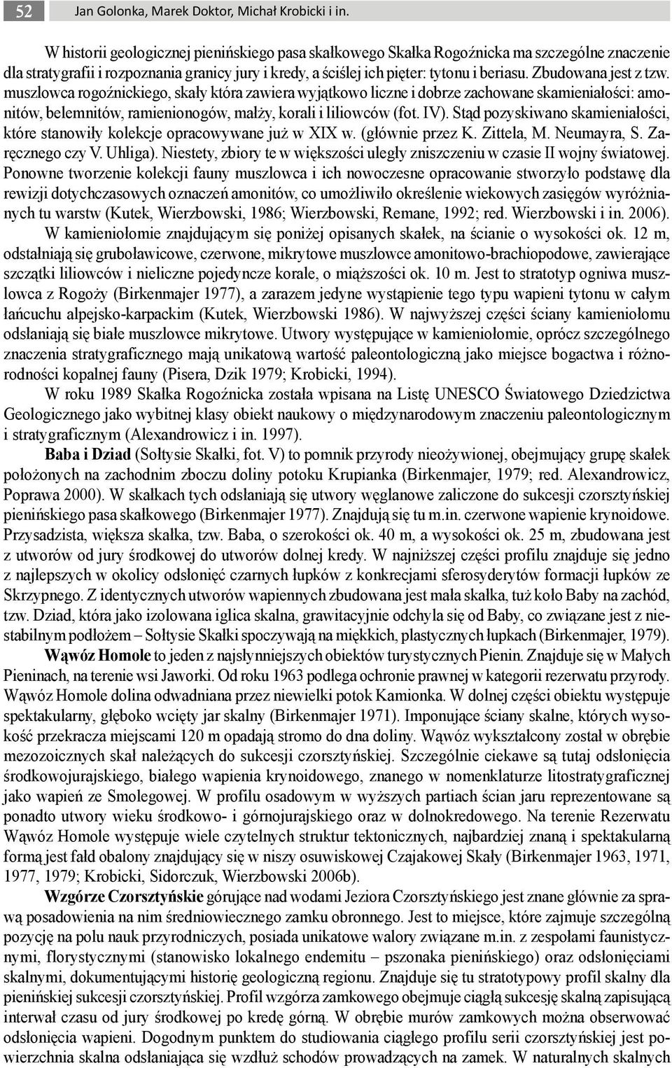 Zbudowana jest z tzw. muszlowca rogoźnickiego, skały która zawiera wyjątkowo liczne i dobrze zachowane skamieniałości: amonitów, belemnitów, ramienionogów, małży, korali i liliowców (fot. IV).