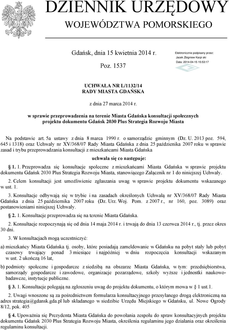 o samorządzie gminnym (Dz. U. 2013 poz.
