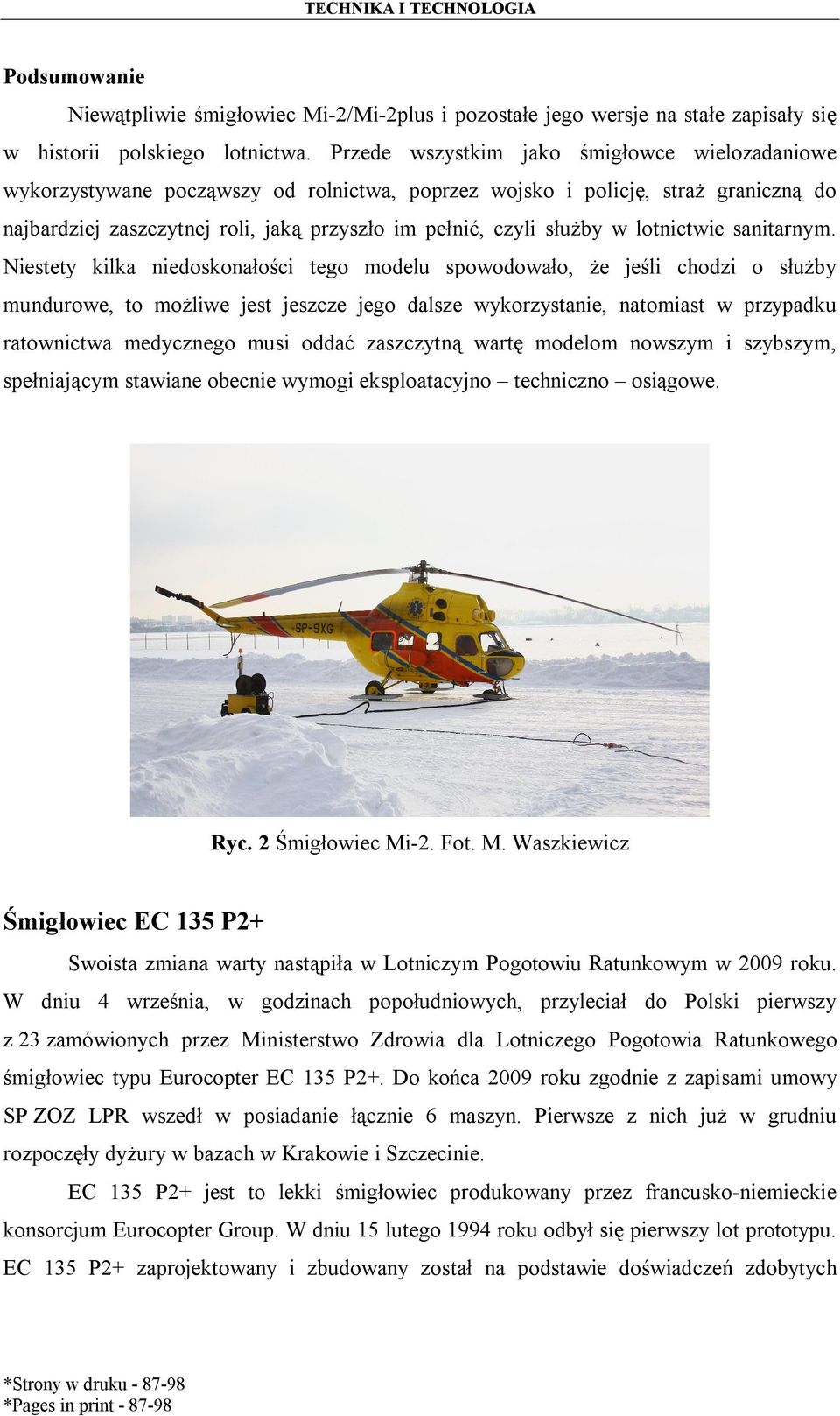 w lotnictwie sanitarnym.