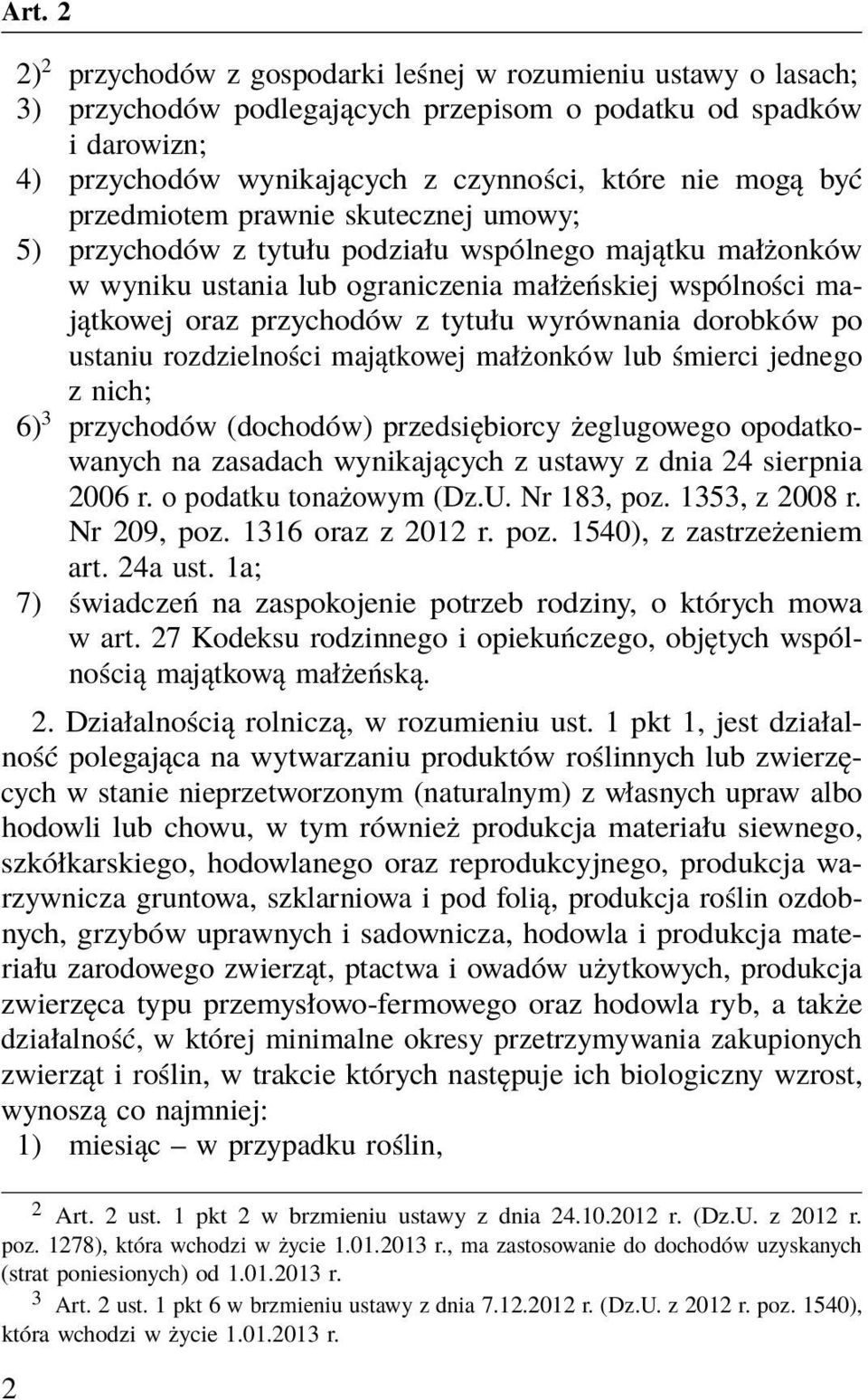 wyrównania dorobków po ustaniu rozdzielności majątkowej małżonków lub śmierci jednego z nich; 6) 3 przychodów (dochodów) przedsiębiorcy żeglugowego opodatkowanych na zasadach wynikających z ustawy z