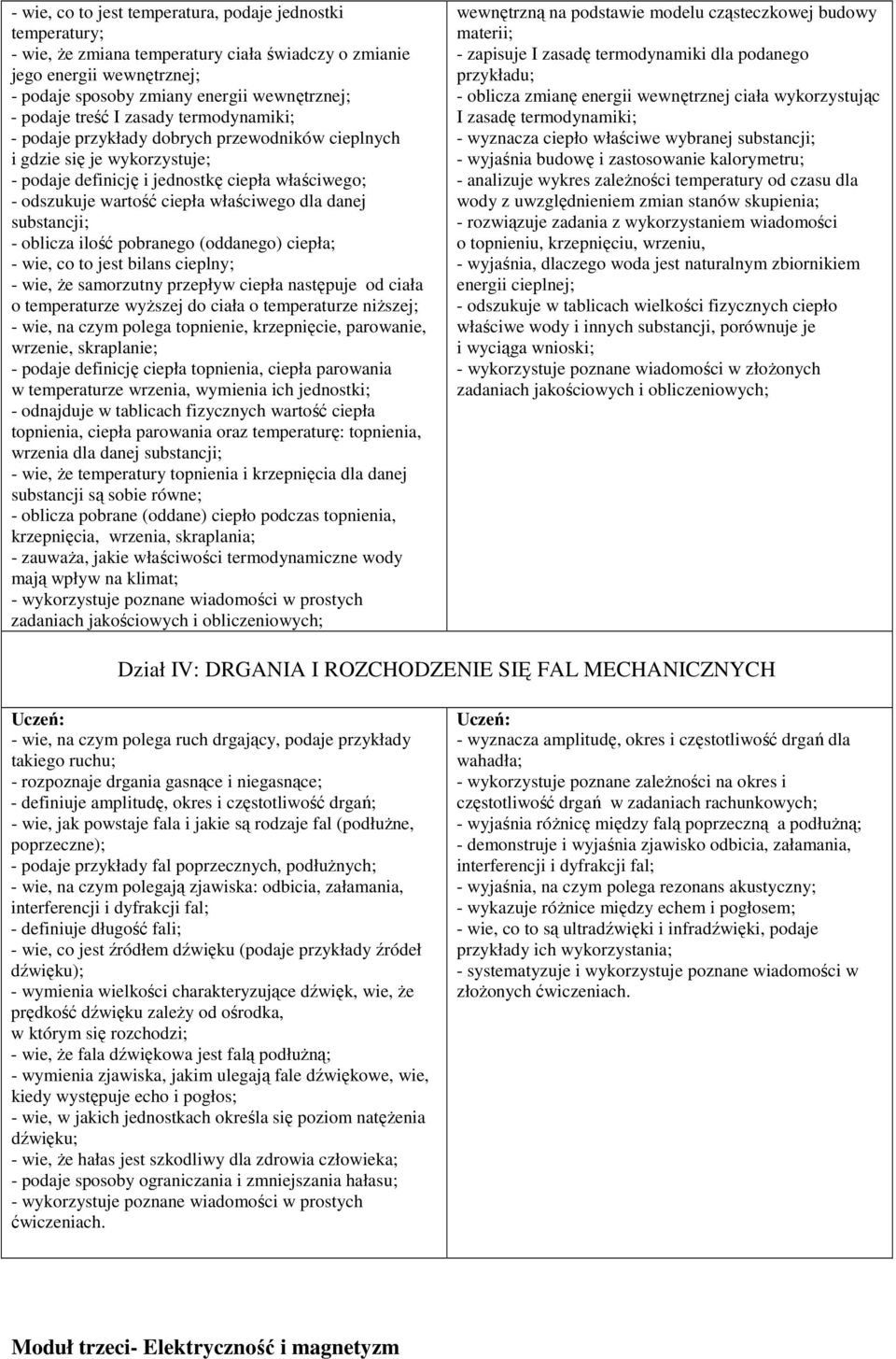 substancji; - oblicza ilość pobranego (oddanego) ciepła; - ie, co to jest bilans cieplny; - ie, Ŝe samorzutny przepły ciepła następuje od ciała o temperaturze yŝszej do ciała o temperaturze niŝszej;