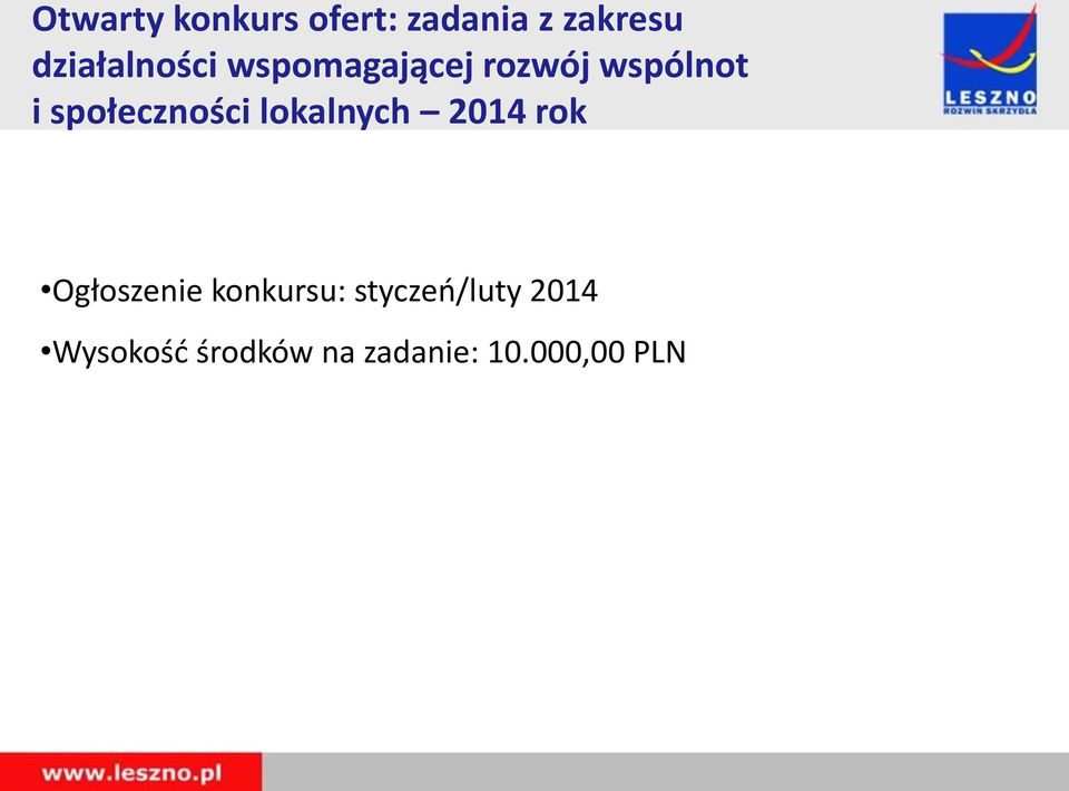 społeczności lokalnych 2014 rok Ogłoszenie