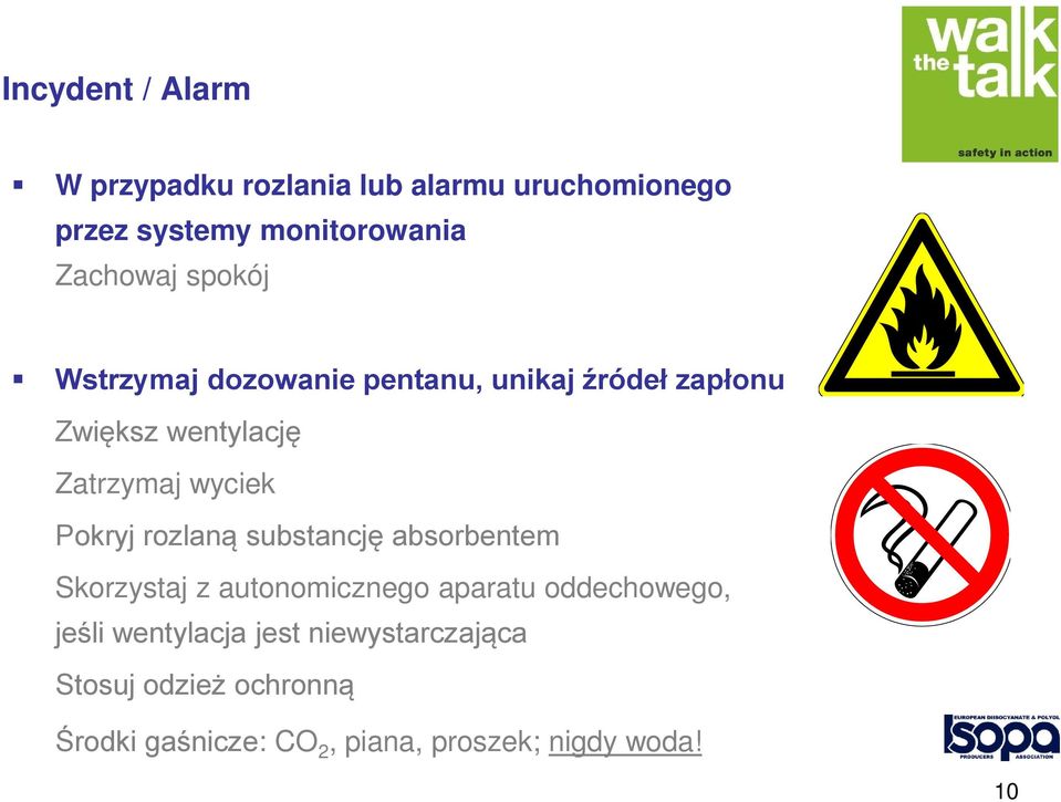 wyciek Pokryj rozlaną substancję absorbentem Skorzystaj z autonomicznego aparatu oddechowego,