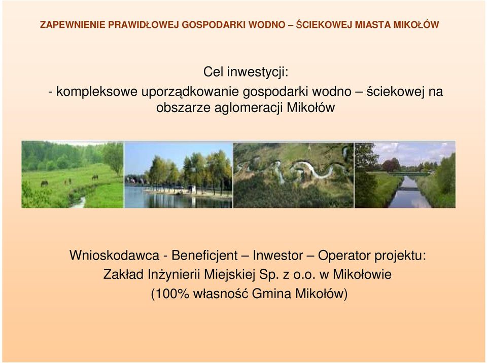 Wnioskodawca - Beneficjent Inwestor Operator projektu: