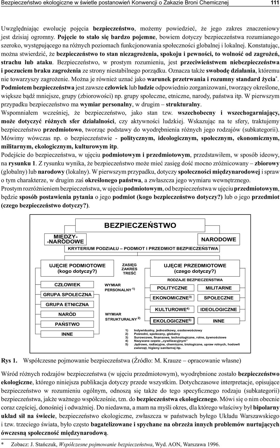MIĘDZY- -NARODOWE BEZPIECZEŃSTWO KRYTERIUM PODZIAŁU PODMIOT I PRZEDMIOT BEZPIECZEŃSTWA NARODOWE UJĘCIE PODMIOTOWE (kogo dotyczy?