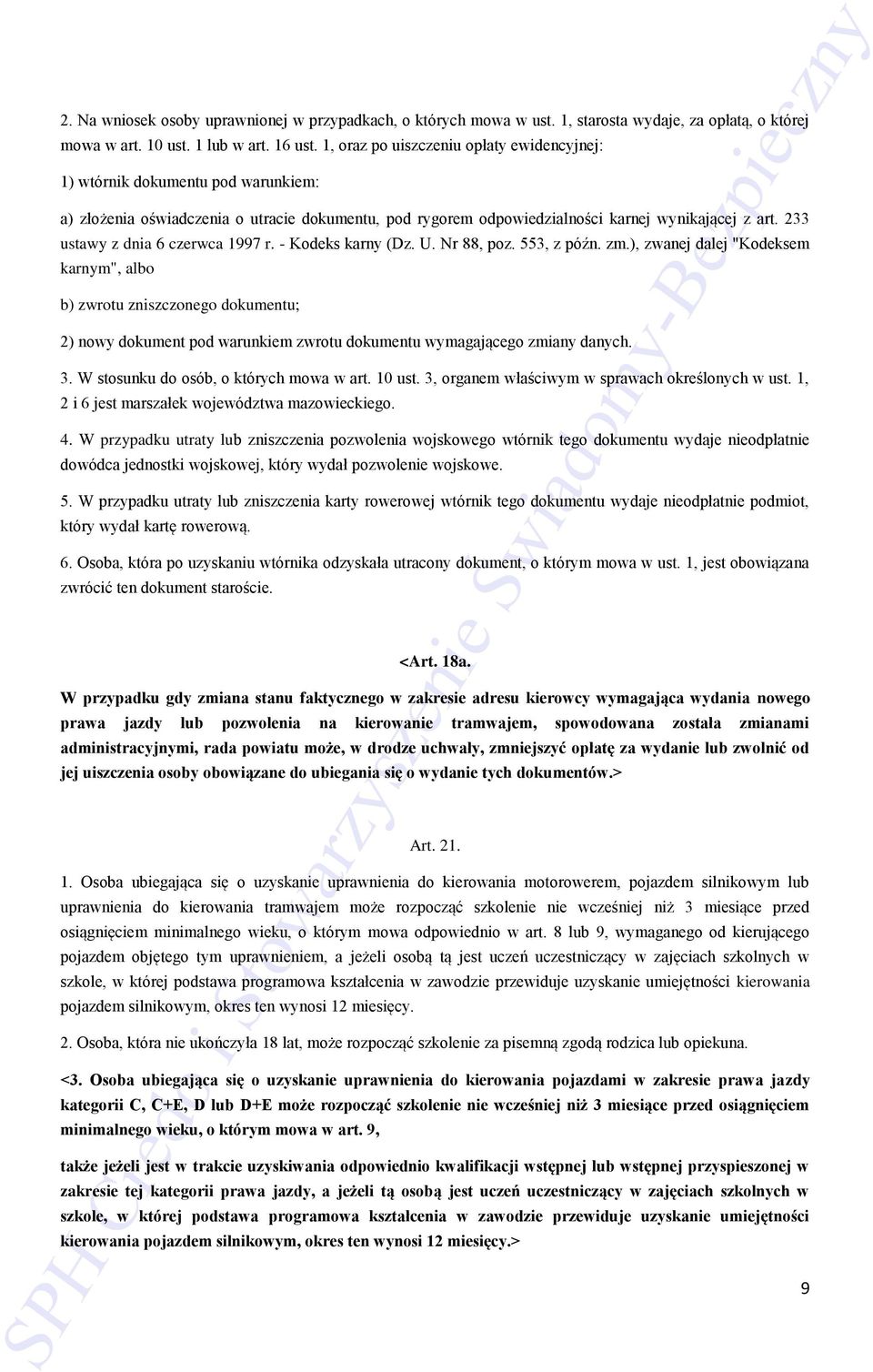 233 ustawy z dnia 6 czerwca 1997 r. - Kodeks karny (Dz. U. Nr 88, poz. 553, z późn. zm.