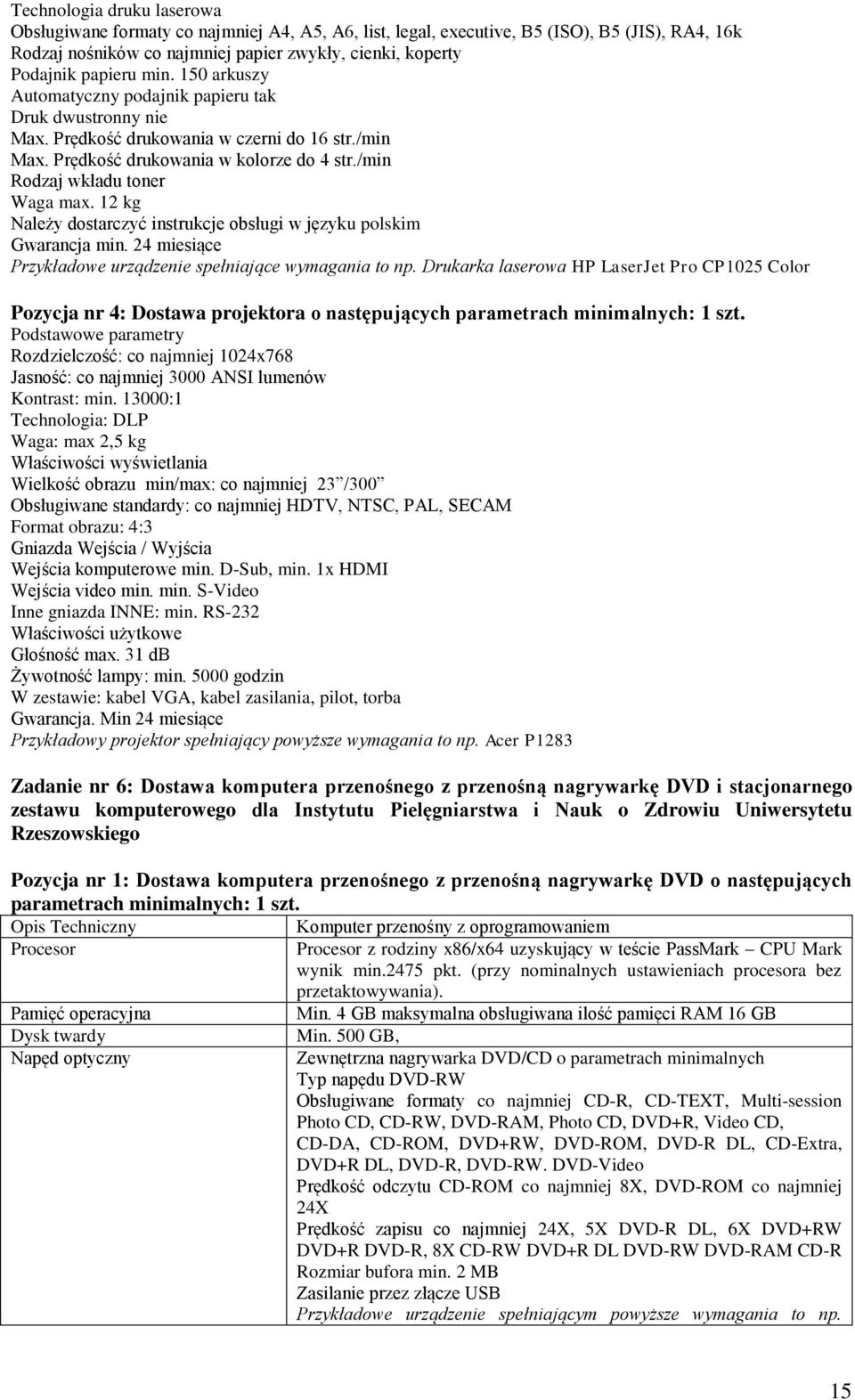 12 kg Należy dostarczyć instrukcje obsługi w języku polskim Gwarancja min. 24 miesiące Przykładowe urządzenie spełniające wymagania to np.