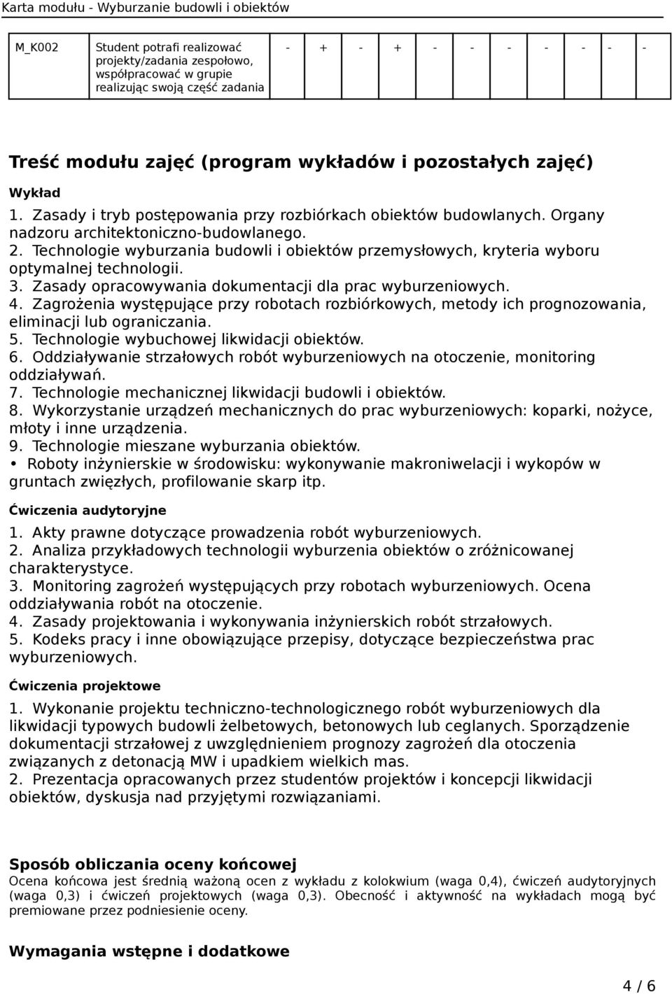Technologie wyburzania budowli i obiektów przemysłowych, kryteria wyboru optymalnej technologii. 3. Zasady opracowywania dokumentacji dla prac wyburzeniowych. 4.