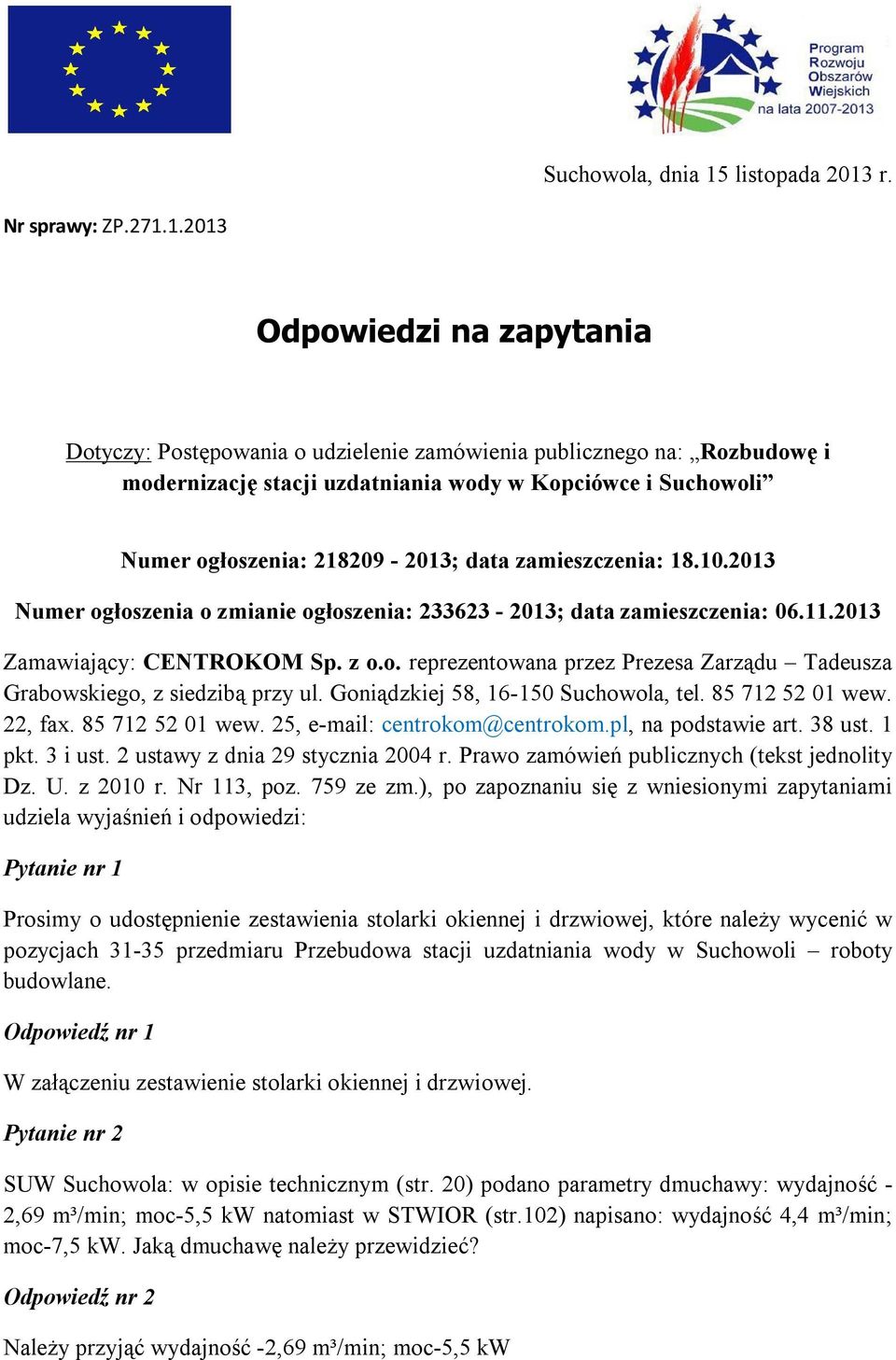 r. Nr sprawy: ZP.271.