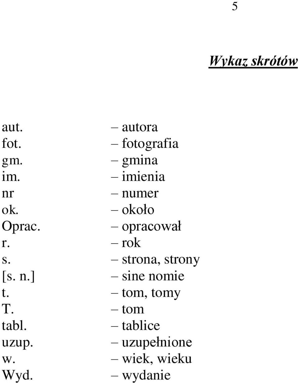 strona, strony [s. n.] sine nomie t. tom, tomy T.