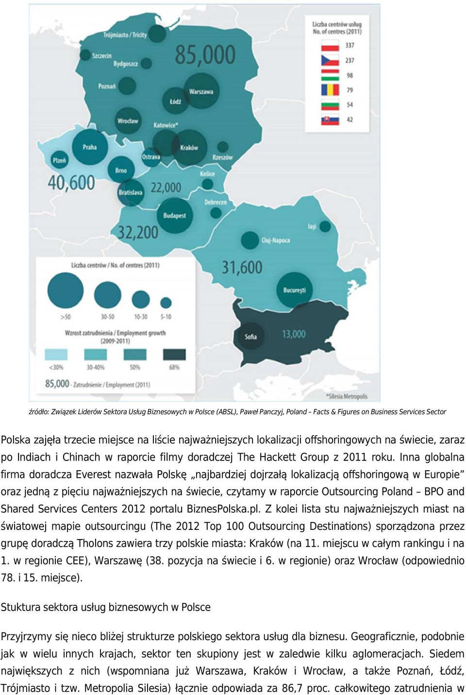 Inna globalna firma doradcza Everest nazwała Polskę najbardziej dojrzałą lokalizacją offshoringową w Europie oraz jedną z pięciu najważniejszych na świecie, czytamy w raporcie Outsourcing Poland BPO