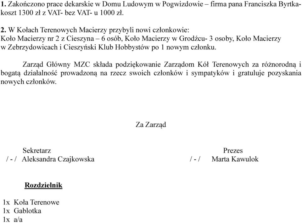 Cieszyński Klub Hobbystów po 1 nowym członku.