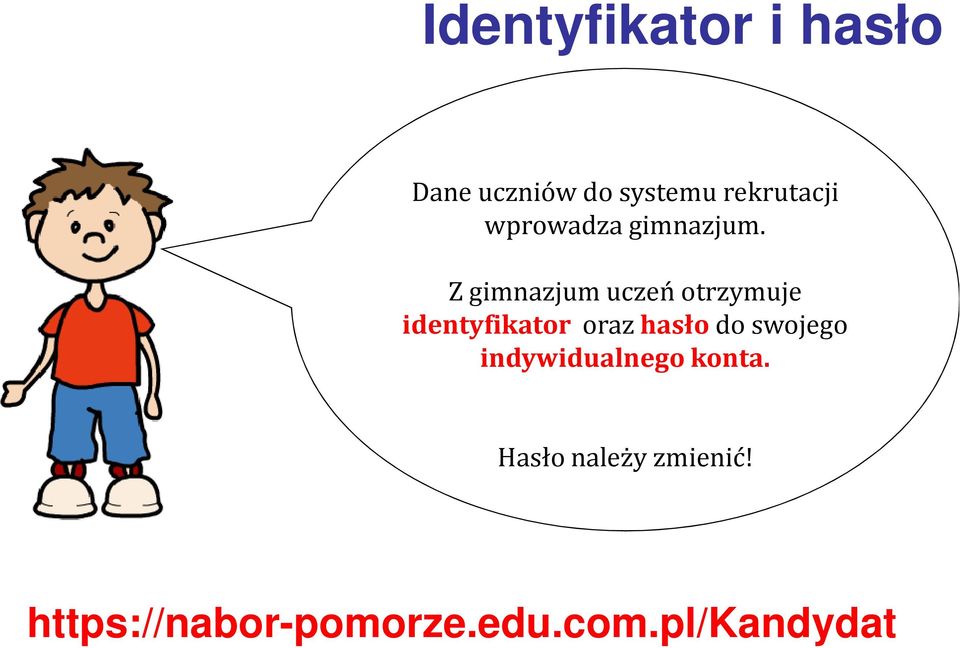 Z gimnazjum uczeń otrzymuje identyfikator oraz hasłodo