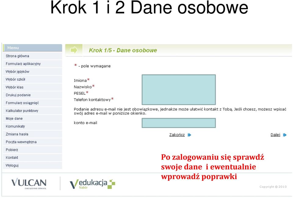 sprawdź swoje dane i