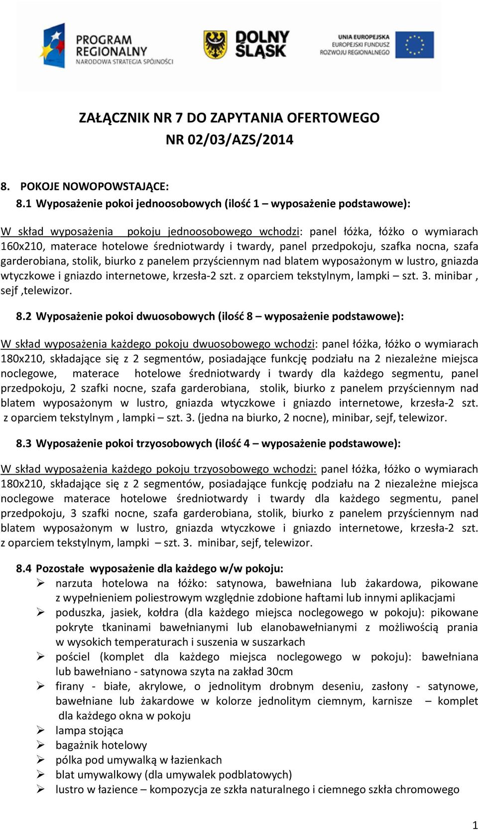 twardy, panel przedpokoju, szafka nocna, szafa garderobiana, stolik, biurko z panelem przyściennym nad blatem wyposażonym w lustro, gniazda wtyczkowe i gniazdo internetowe, krzesła-2 szt.