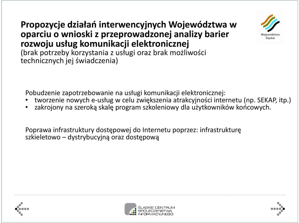 elektronicznej: tworzenie nowych e-usług w celu zwiększenia atrakcyjności internetu (np. SEKAP, itp.