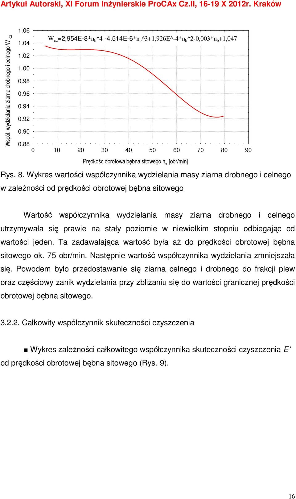 90 Prędkośc obrotowa bębna sitowego n b [obr/min] Rys. 8.
