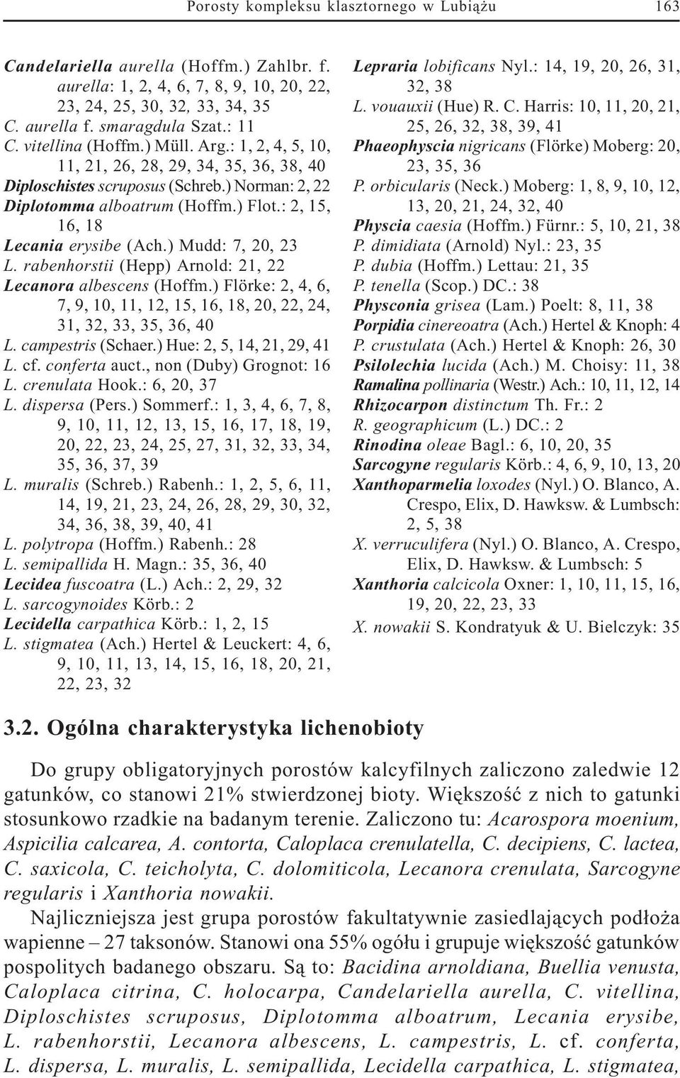 : 2, 15, 16, 18 Lecania erysibe (Ach.) Mudd: 7, 20, 23 L. rabenhorstii (Hepp) Arnold: 21, 22 Lecanora albescens (Hoffm.
