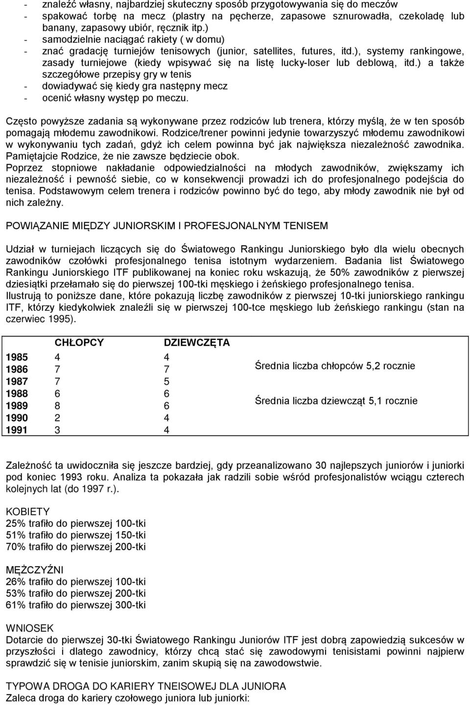 ), systemy rankingowe, zasady turniejowe (kiedy wpisywać się na listę lucky-loser lub deblową, itd.