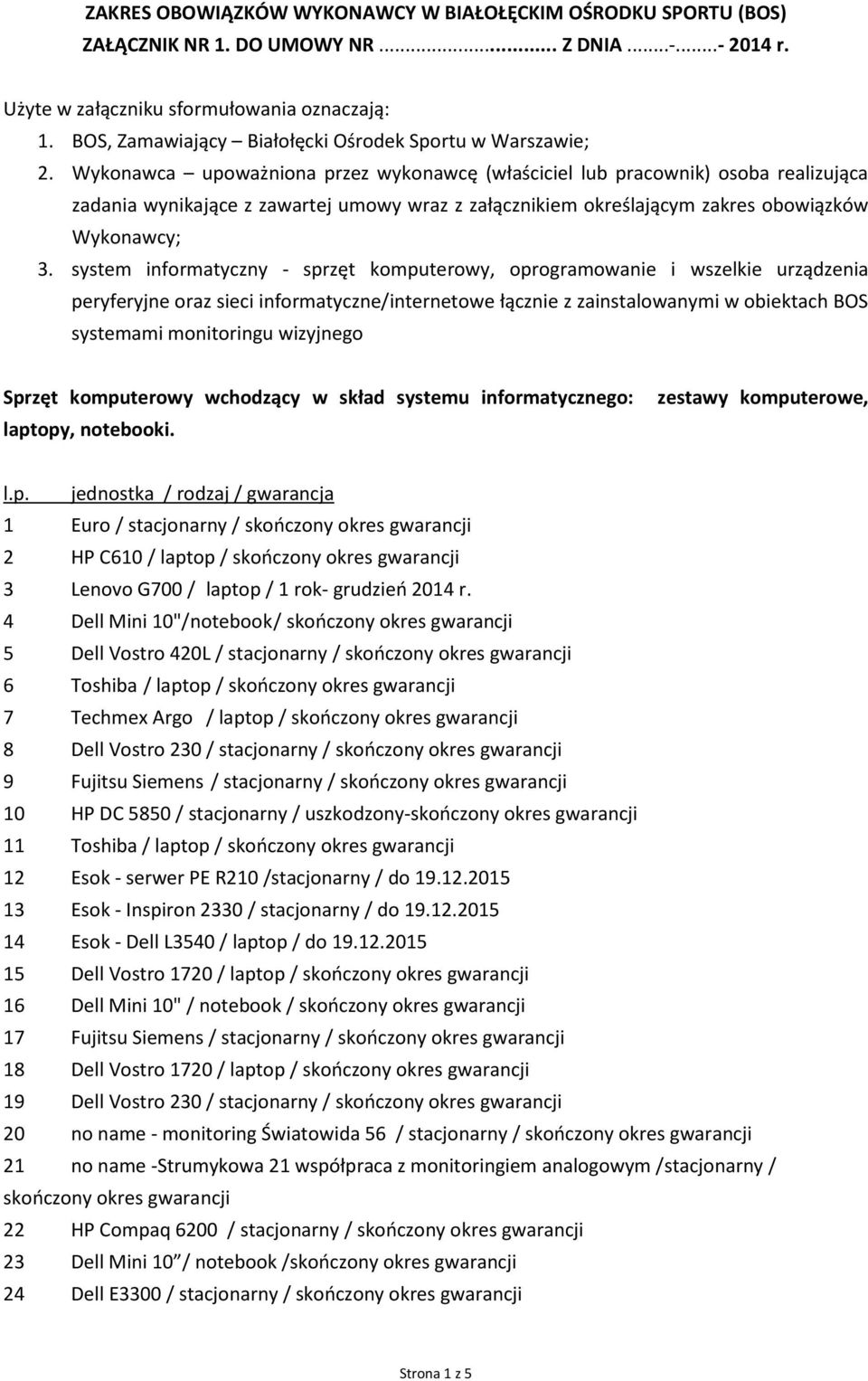 Wykonawca upoważniona przez wykonawcę (właściciel lub pracownik) osoba realizująca zadania wynikające z zawartej umowy wraz z załącznikiem określającym zakres obowiązków Wykonawcy; 3.