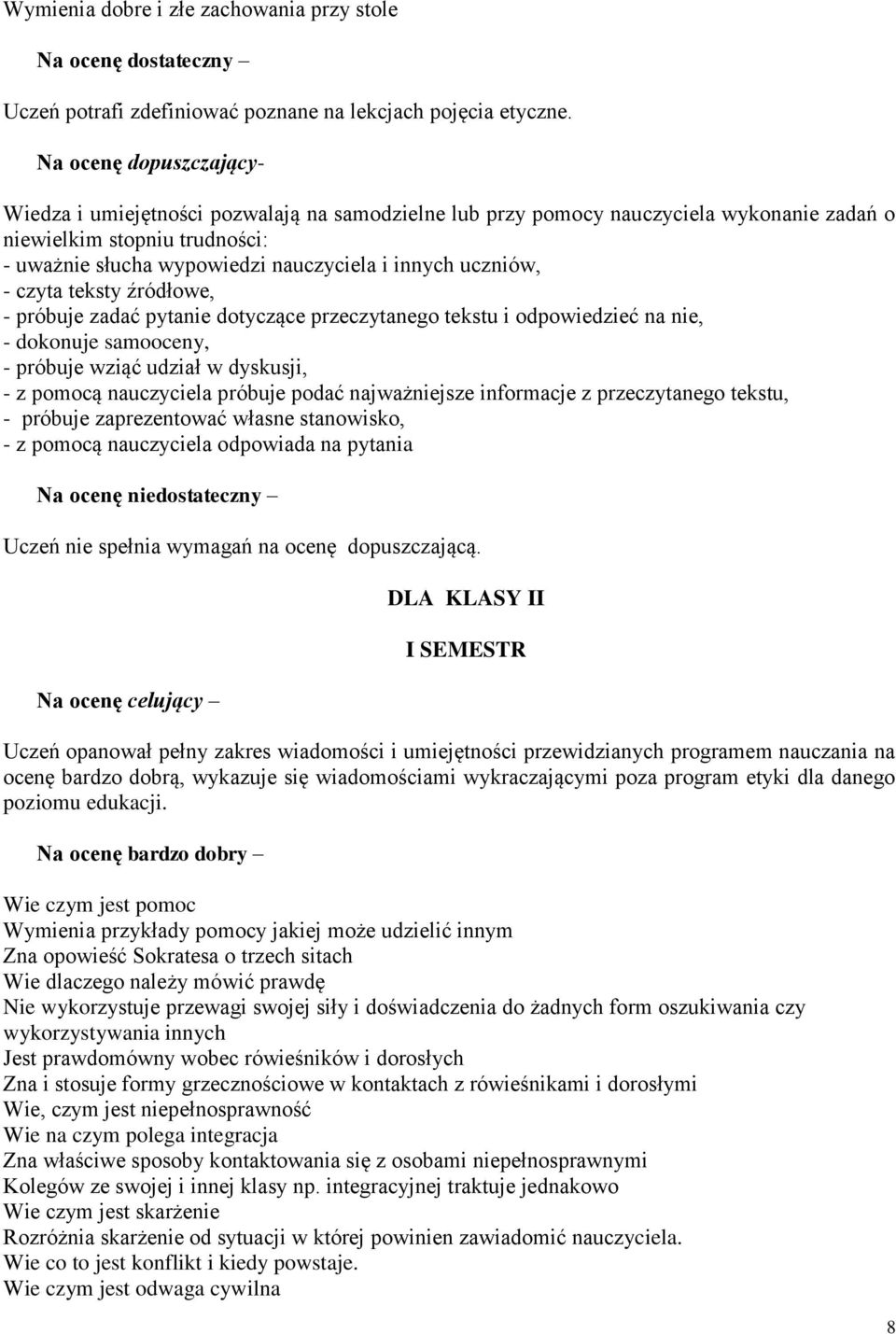 uczniów, - czyta teksty źródłowe, - próbuje zadać pytanie dotyczące przeczytanego tekstu i odpowiedzieć na nie, - dokonuje samooceny, - próbuje wziąć udział w dyskusji, - z pomocą nauczyciela próbuje