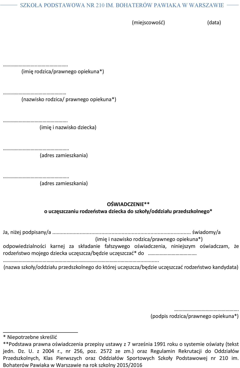podpisany/a.