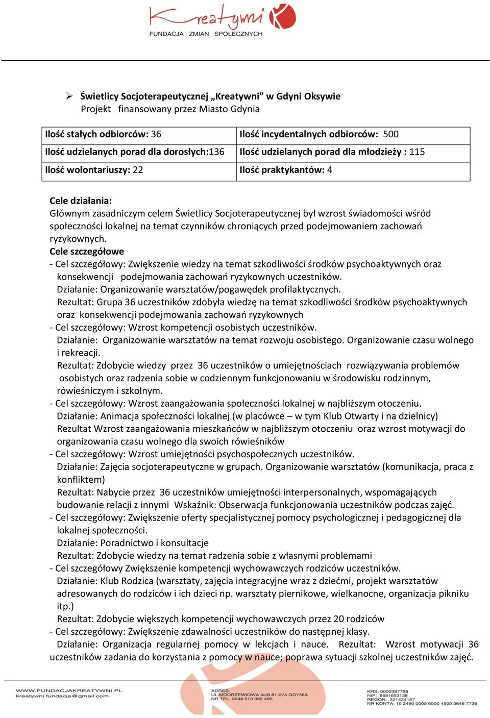 wśród społeczności lokalnej na temat czynników chroniących przed podejmowaniem zachowań ryzykownych.