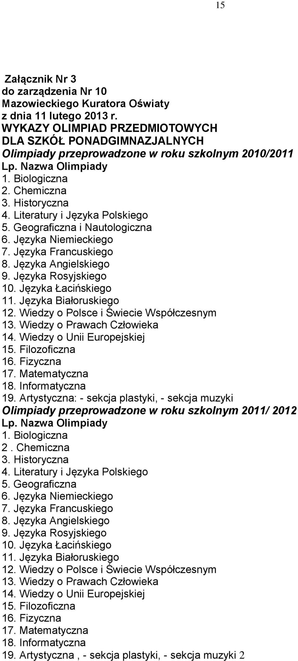 Literatury i Języka Polskiego 5. Geograficzna i Nautologiczna 6. Języka Niemieckiego 7. Języka Francuskiego 8. Języka Angielskiego 9. Języka Rosyjskiego 10. Języka Łacińskiego 11.