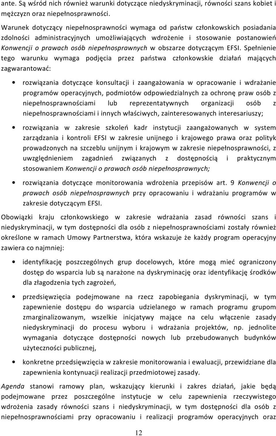 niepełnosprawnych w obszarze dotyczącym EFSI.