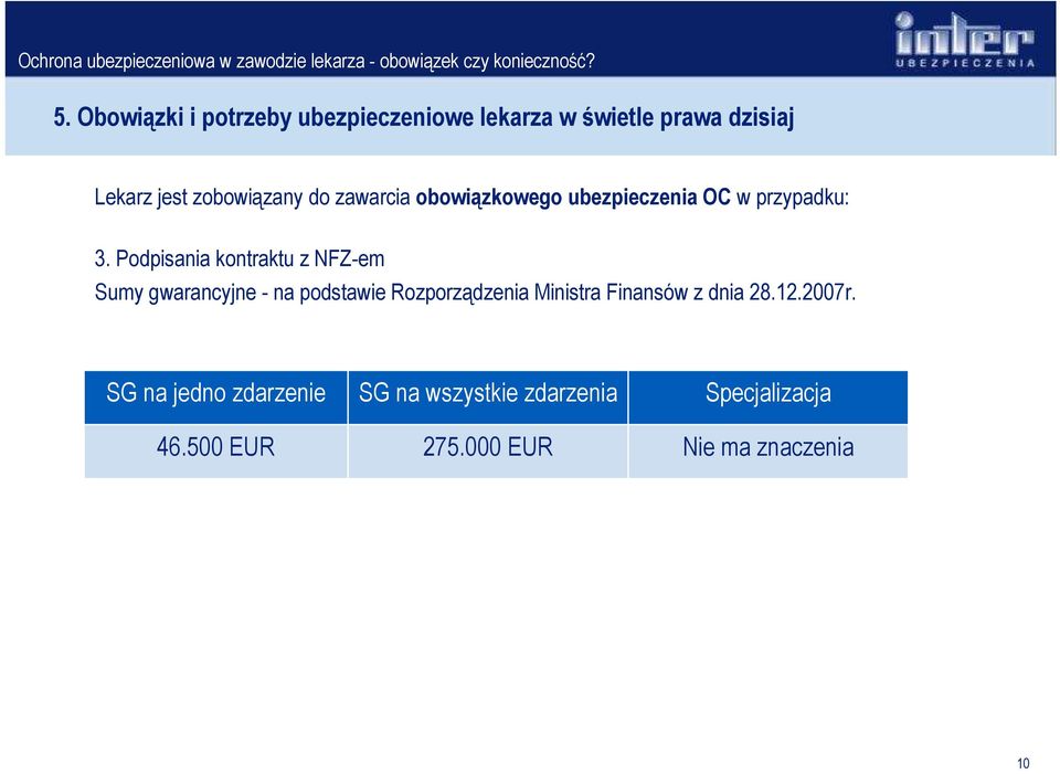Podpisania kontraktu z NFZ-em Sumy gwarancyjne - na podstawie Rozporządzenia Ministra