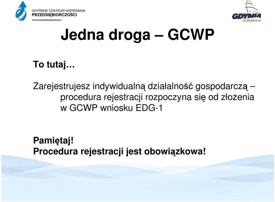 rejestracji rozpoczyna się od złoŝenia w GCWP