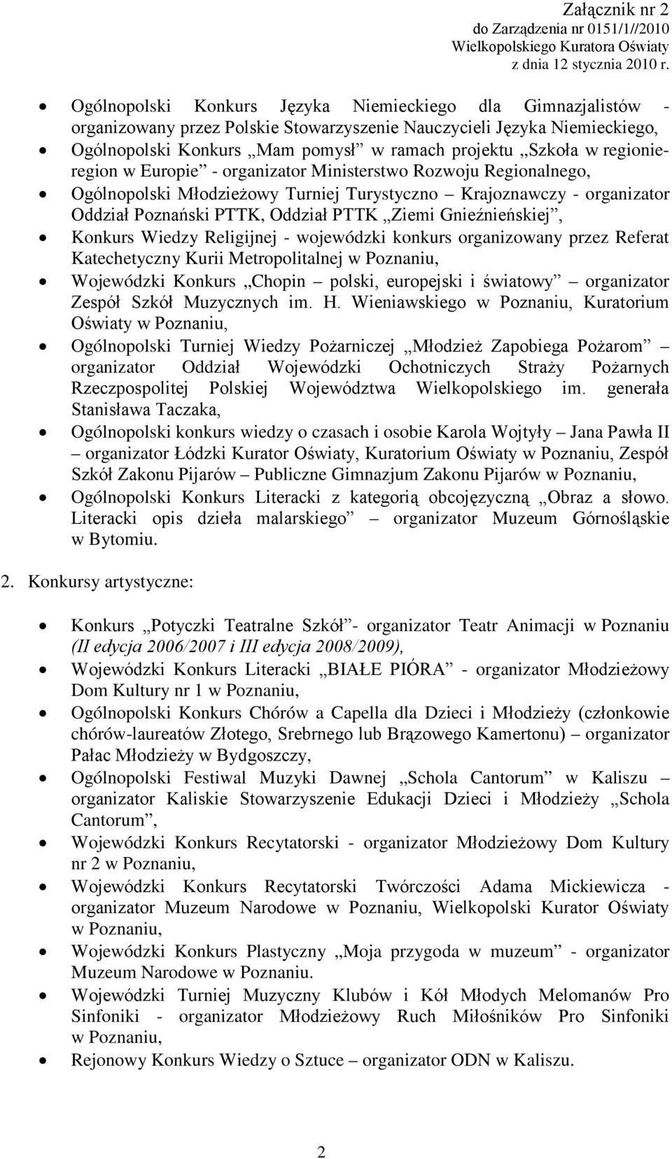 Poznański PTTK, Oddział PTTK Ziemi Gnieźnieńskiej, Konkurs Wiedzy Religijnej - wojewódzki konkurs organizowany przez Referat Katechetyczny Kurii Metropolitalnej w Poznaniu, Wojewódzki Konkurs Chopin