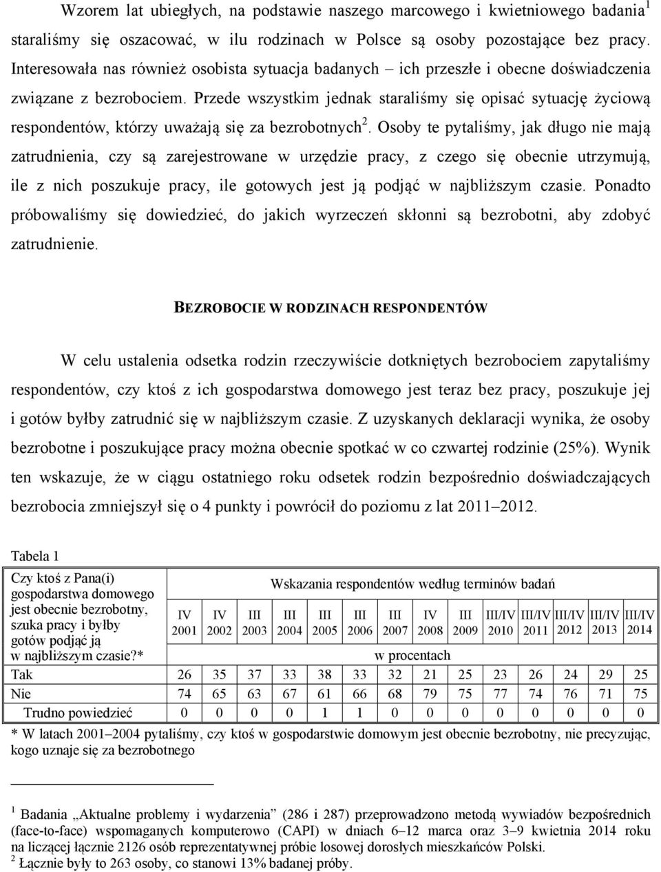 Przede wszystkim jednak staraliśmy się opisać sytuację życiową respondentów, którzy uważają się za bezrobotnych 2.