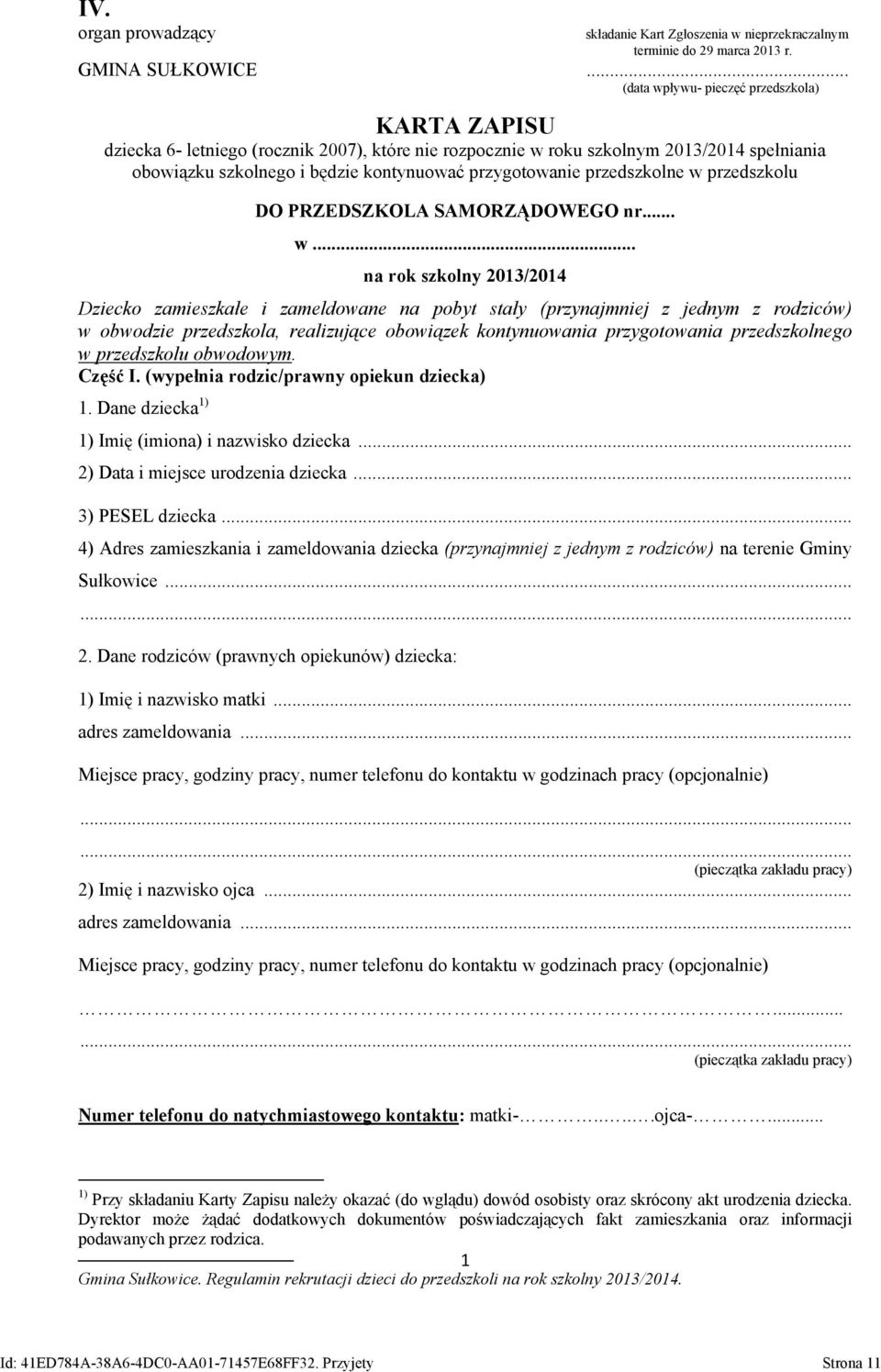 przedszkolne w 