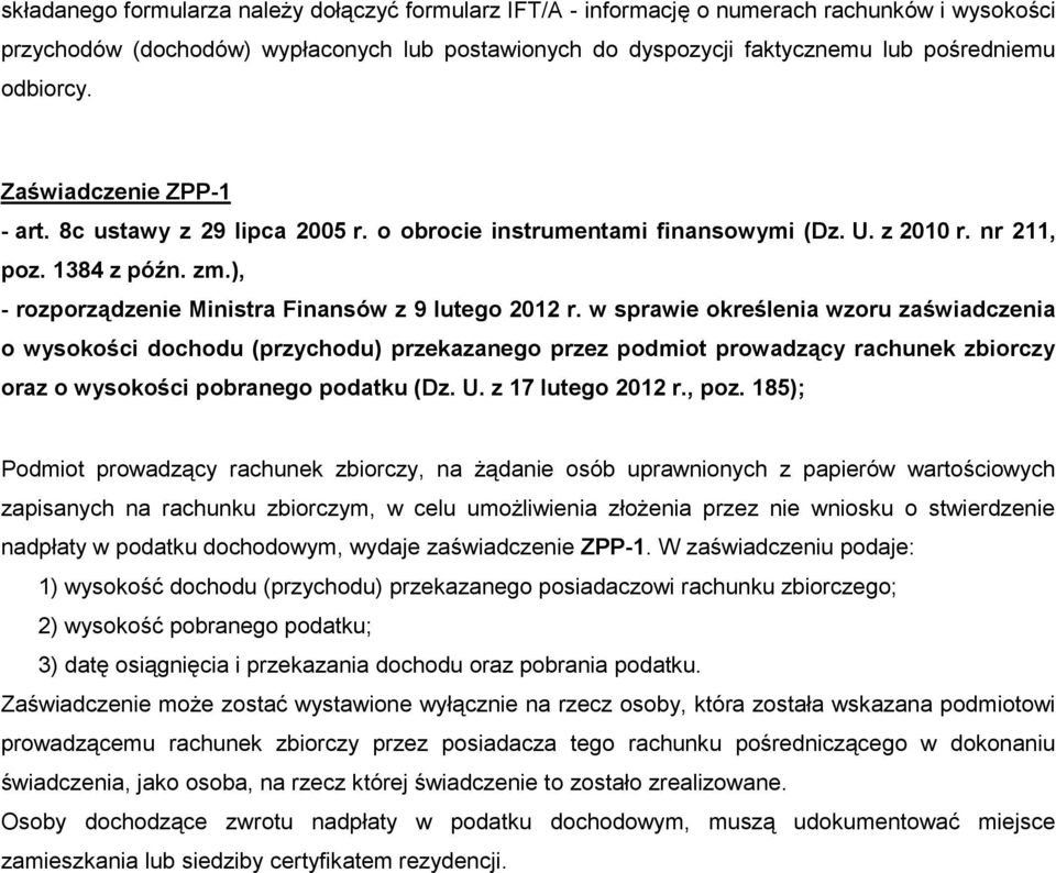 ), - rozporządzenie Ministra Finansów z 9 lutego 2012 r.