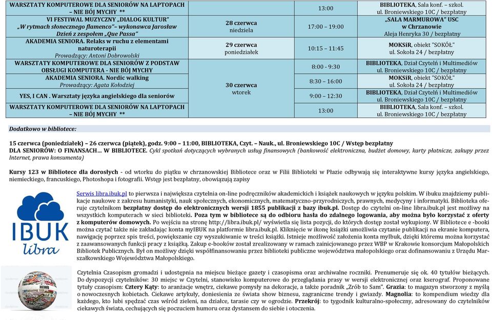 Broniewskiego 10C / Wstęp bezpłatny DLA SENIORÓW: O FINANSACH W BIBLIOTECE.
