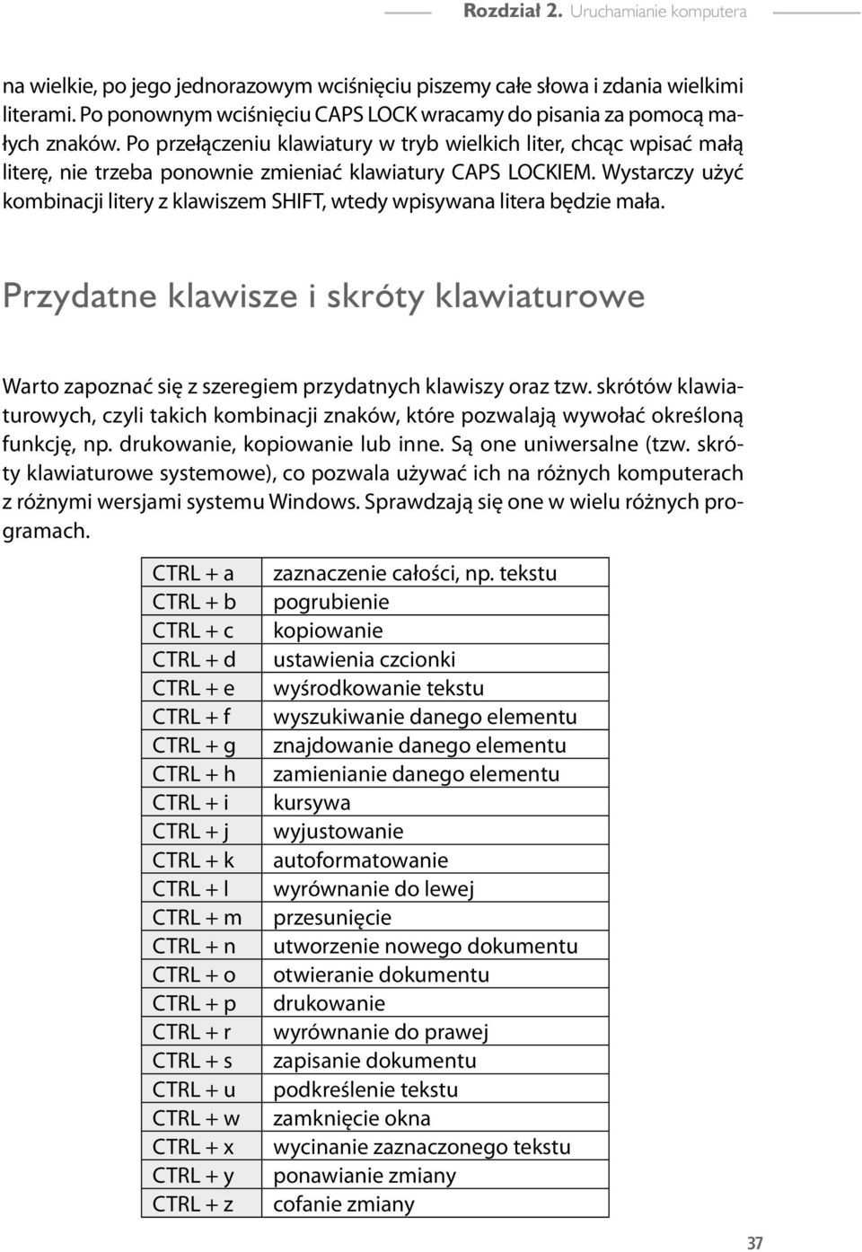 Po przełączeniu klawiatury w tryb wielkich liter, chcąc wpisać małą literę, nie trzeba ponownie zmieniać klawiatury CAPS LOCKIEM.