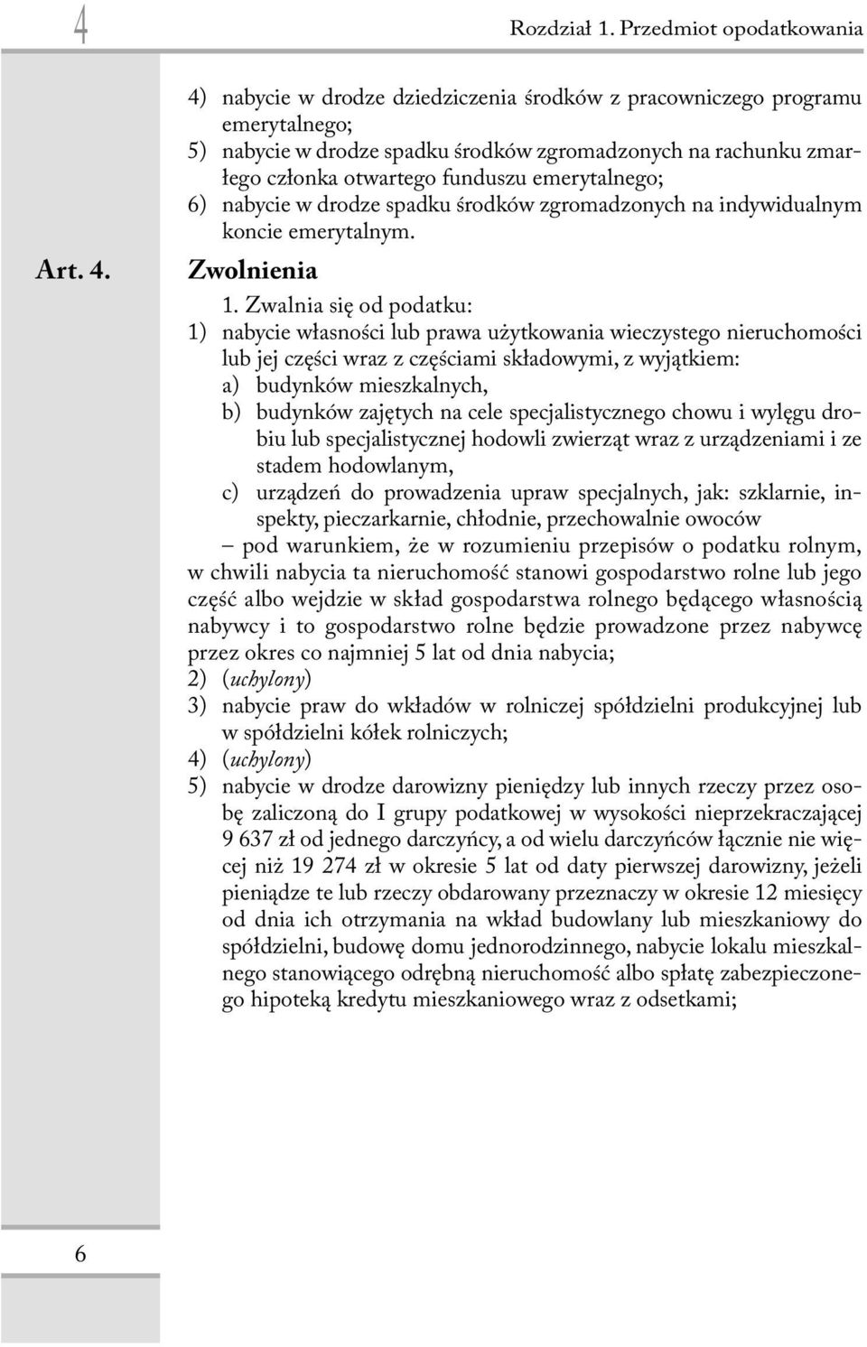 funduszu emerytalnego; 6) nabycie w drodze spadku środków zgromadzonych na indywidualnym koncie emerytalnym. Zwolnienia 1.