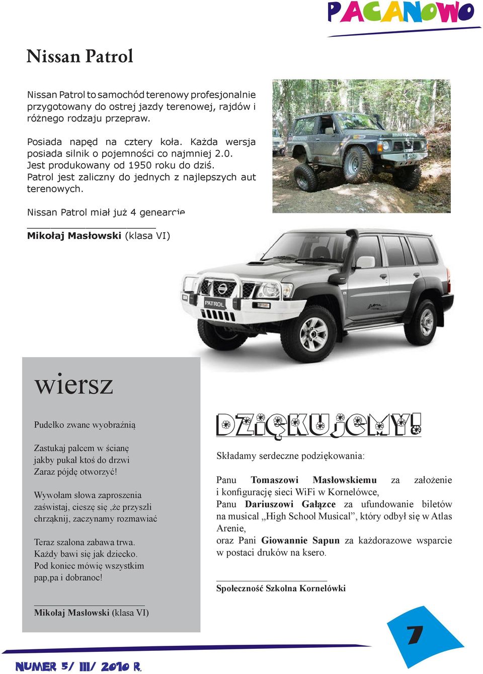 Mikołaj Masłowski (klasa VI) wiersz Pudełko zwane wyobraźnią Zastukaj palcem w ścianę jakby pukał ktoś do drzwi Zaraz pójdę otworzyć!