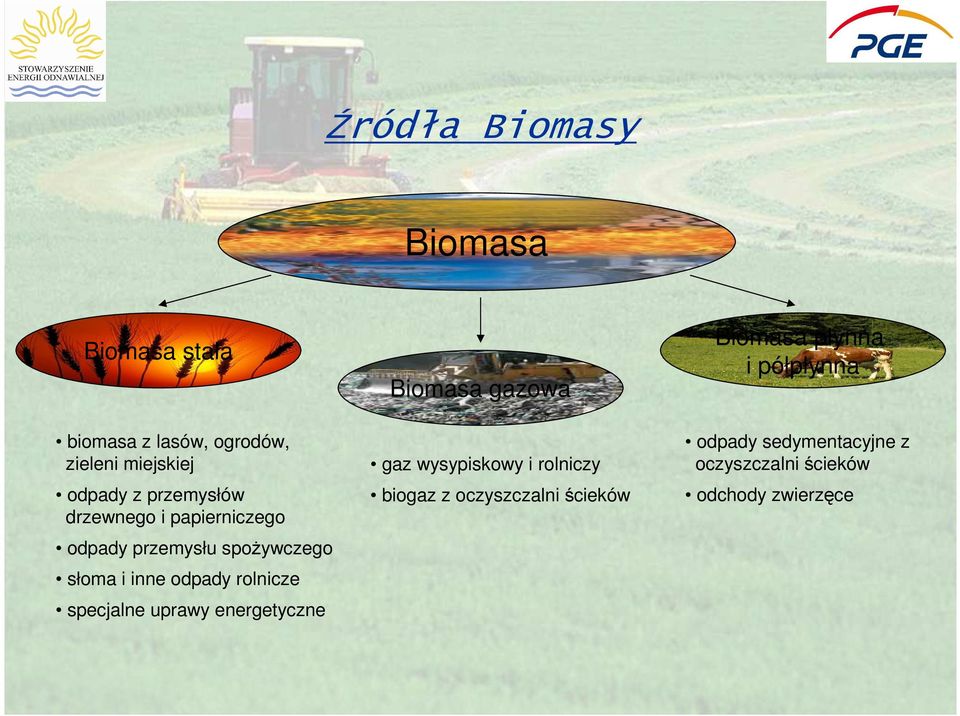 przemysłu spoŝywczego słoma i inne odpady rolnicze specjalne uprawy energetyczne gaz