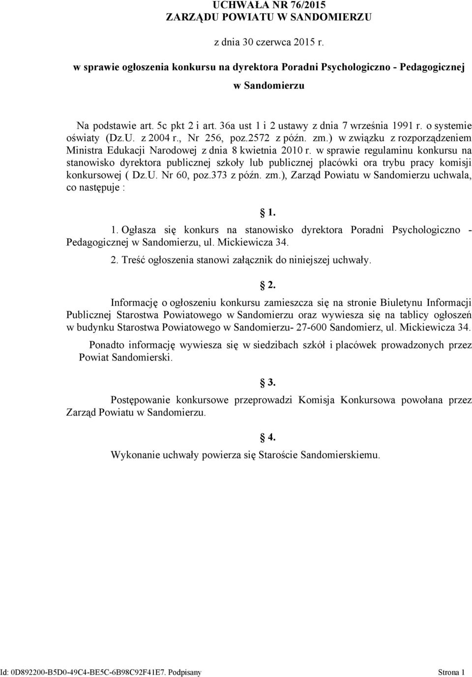 ) w związku z rozporządzeniem Ministra Edukacji Narodowej z dnia 8 kwietnia 2010 r.