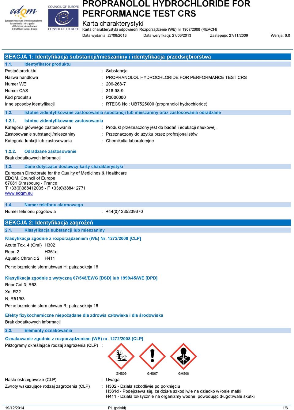 Identyfikacja substancji/mieszaniny i identyfikacja przedsiębiorstwa 1.