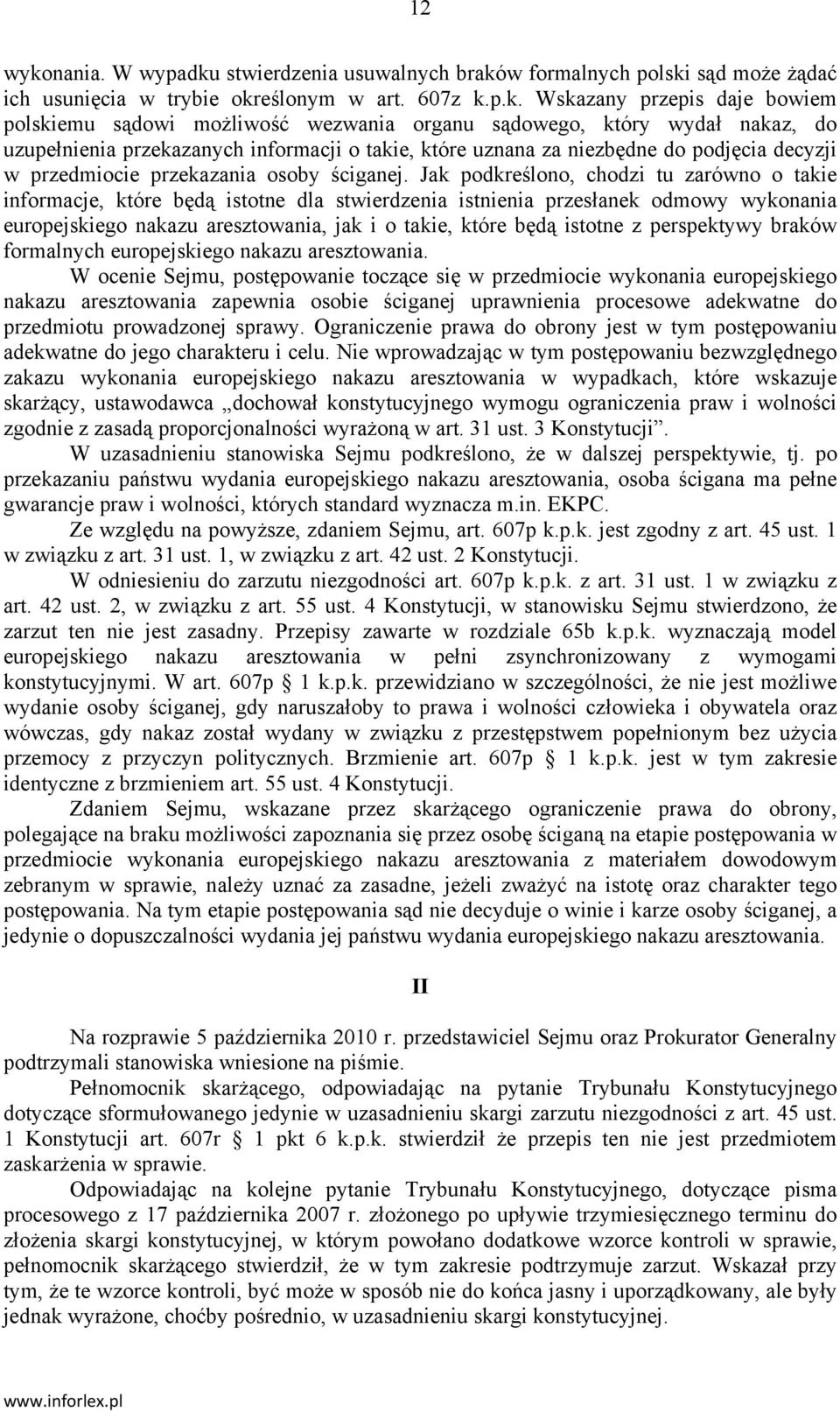 stwierdzenia usuwalnych brakó