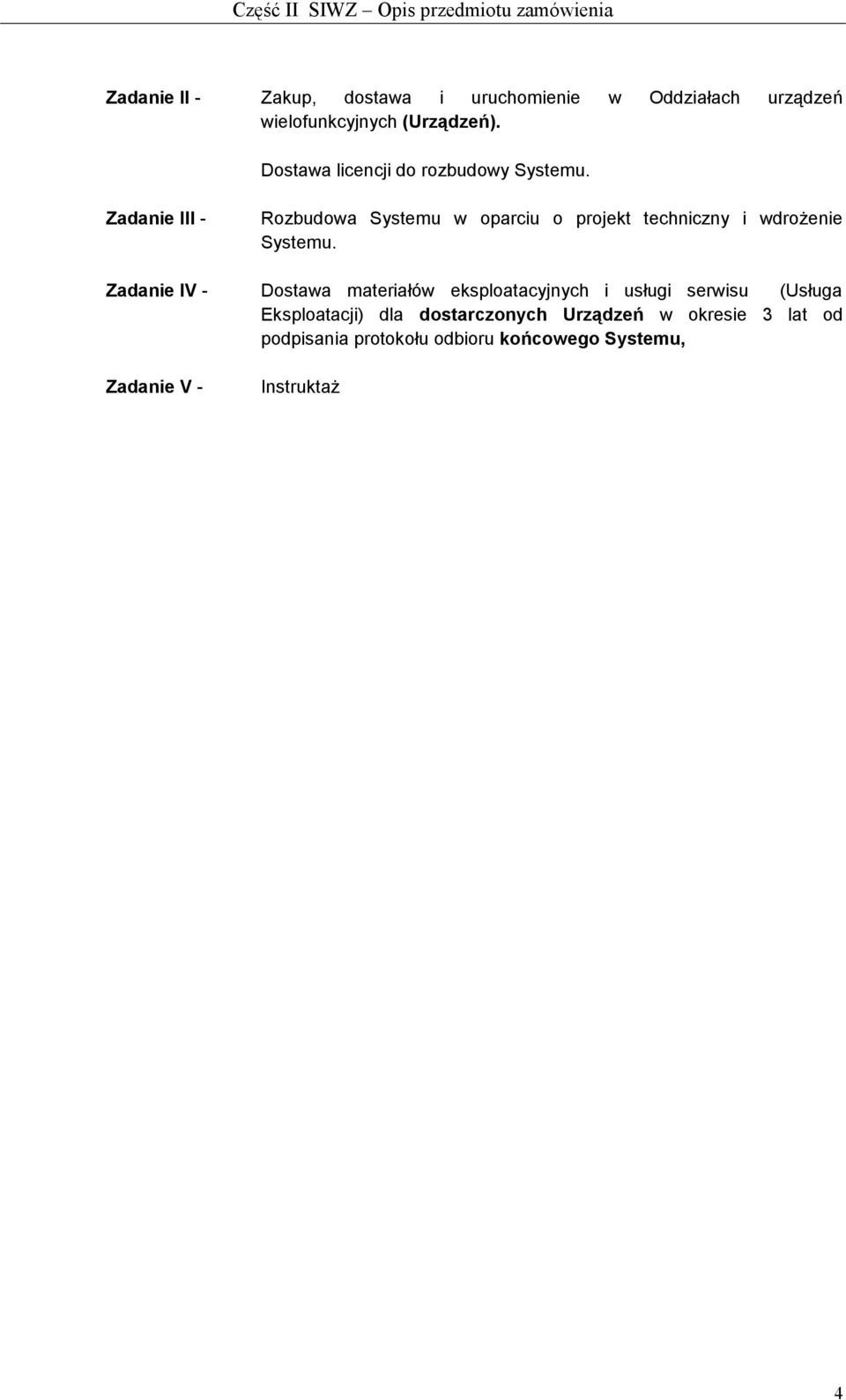 Zadanie III - Rozbudowa Systemu w oparciu o projekt techniczny i wdrożenie Systemu.