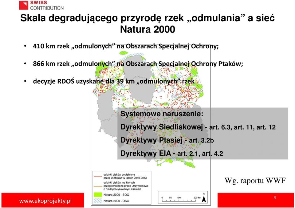 decyzje RDOŚ uzyskane dla 39 km odmulonych rzek Systemowe naruszenie: Dyrektywy Siedliskowej -