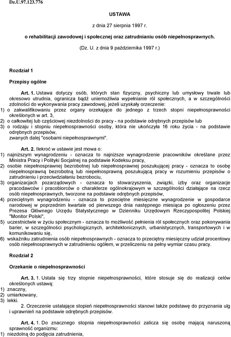 Przepisy ogólne Art. 1.